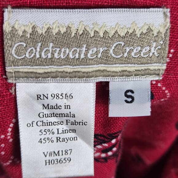 Coldwater Creek Size Small Red Bandana Print Shirt Dress Sleeveless Linen Blend - Picture 13 of 15